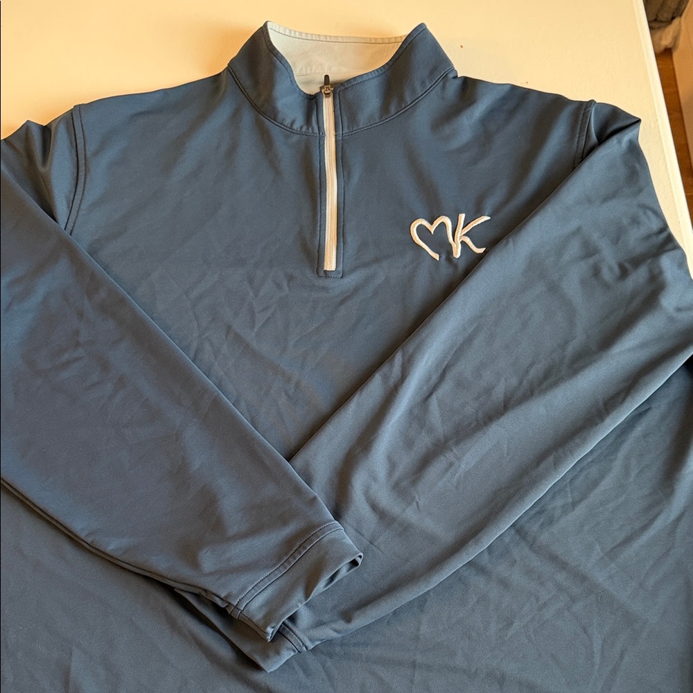 Peter Millar Navy and Cream Quarter-Zip